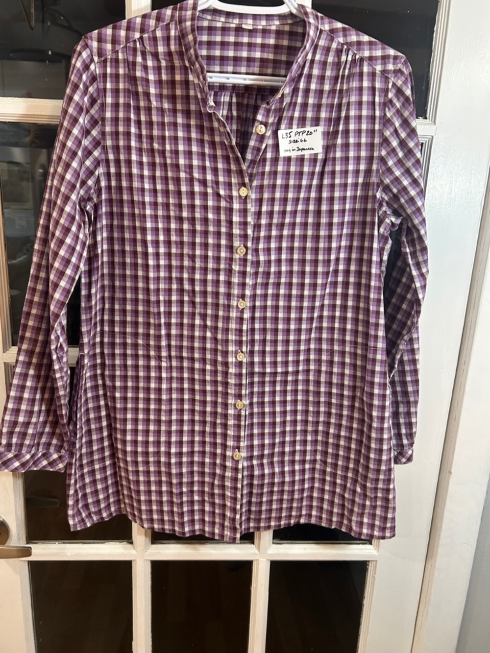 L35.    Purple Plaid Button-Up Shirt